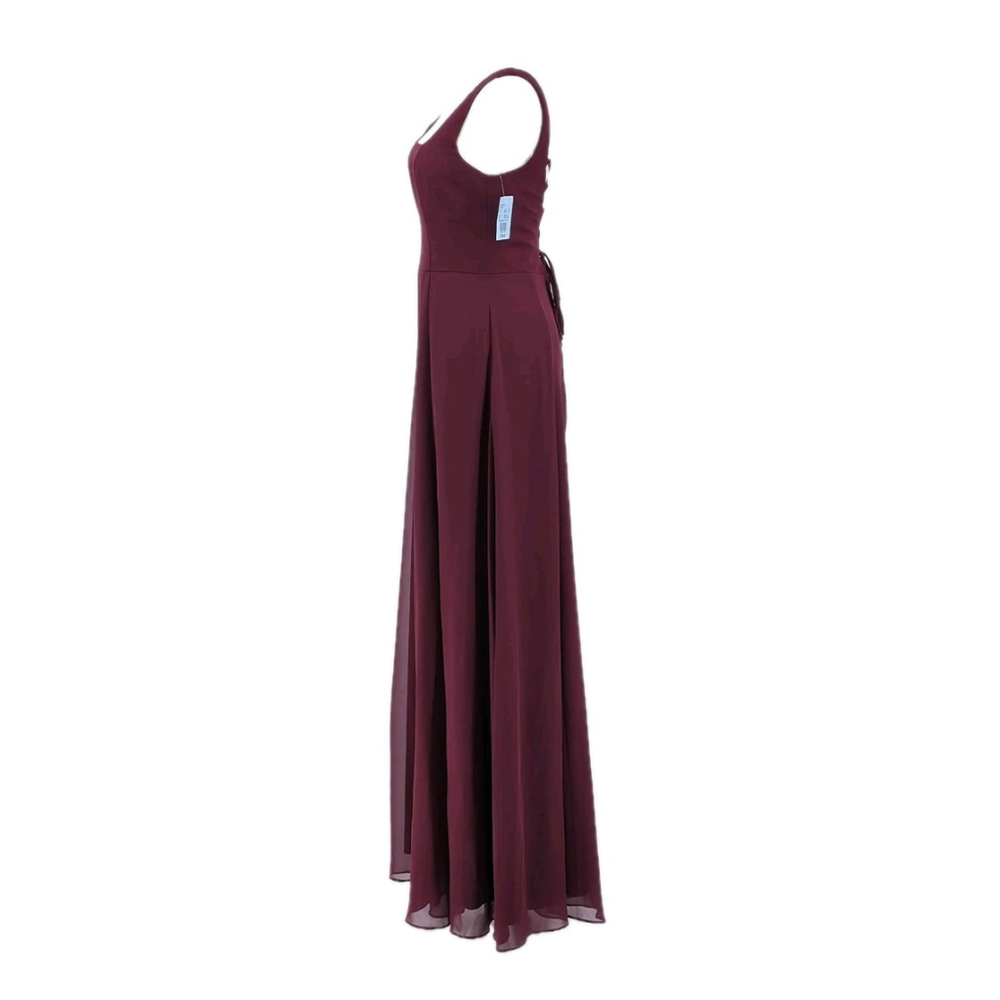 Formal Evening Gown DB Studio Wine Long Dress Women 2 Chiffon Lace-Up Back NWT - Picture 3 of 14